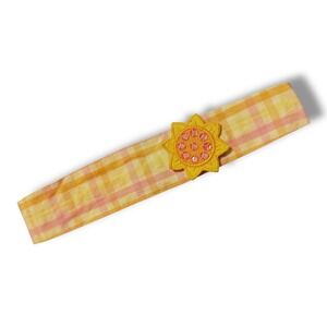 Gymboree Yellow Pink Plaid Headband Sunflower Fields Elastic Back Hair Accessory